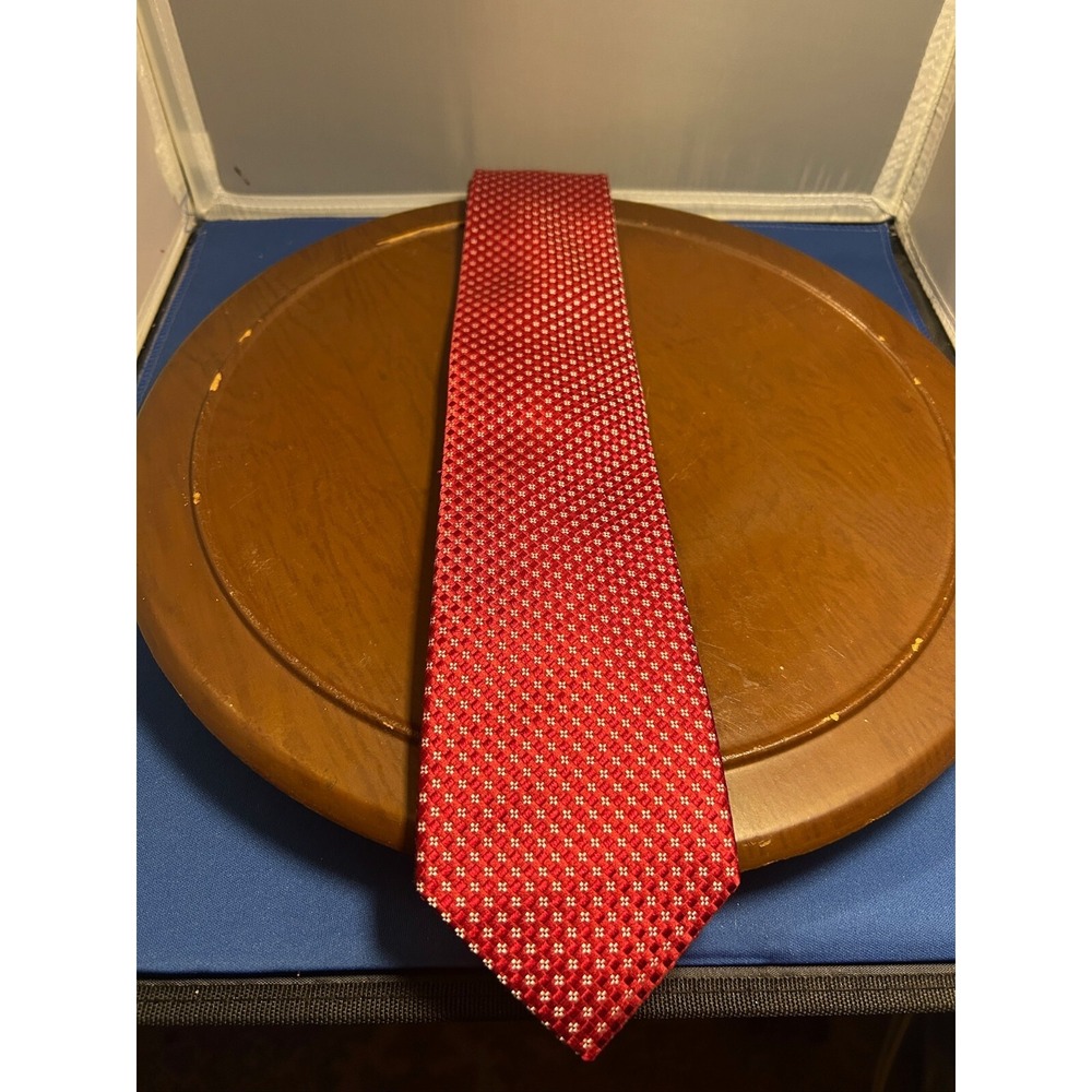 Van Heusen Red Men's 100% Silk Tie Polka Dot‎ Necktie Stain Shield